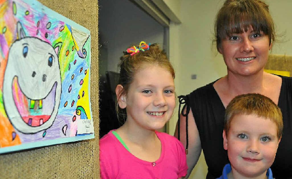 Charli Wolff had her mum Georgie and brother Isaac there to admire her art work at West State School. Charli Wolff had her mum Georgie and brother Isaac there to admire her art work at West State School.